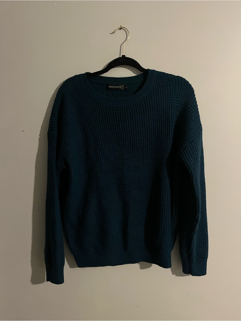Merokeety Women's Crewneck Sweater in Teal size large